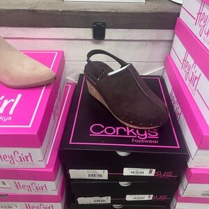 Corkys Dark Brown Slingback Mules